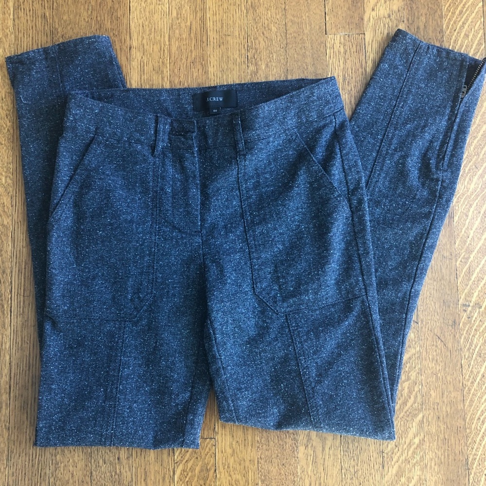 J Crew Grey Tweed Ankle Zip Pants - Picture 3 of 6